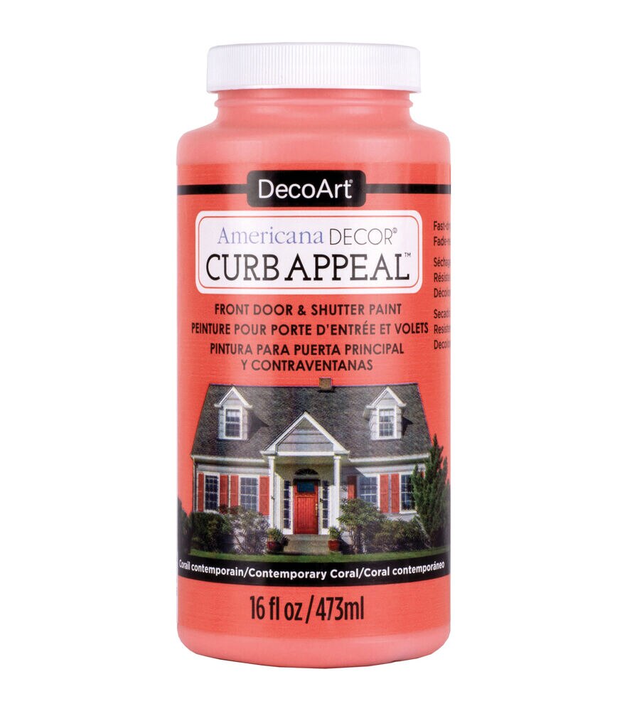 DecoArt Americana Decor 16 fl.oz Curb Appeal Paint, Contemporary Coral, swatch, image 1