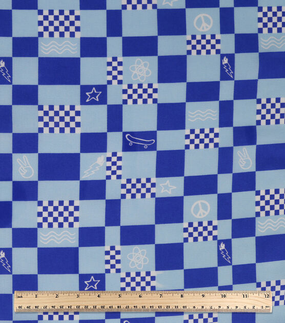 Checkerboard Blue Novelty Cotton Fabric, , hi-res, image 3