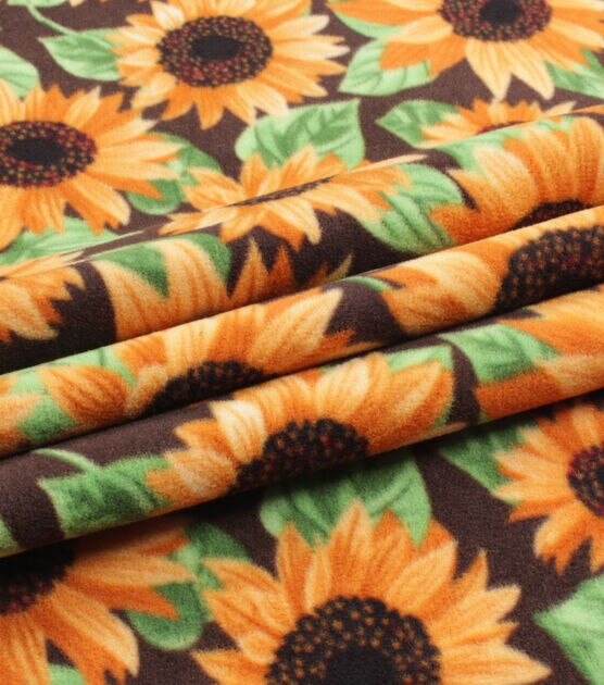 Yellow Packed Sunflowers Anti Pill Fleece Fabric, , hi-res, image 2