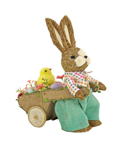 National Tree 14" Easter Bunny Pulling Wagon