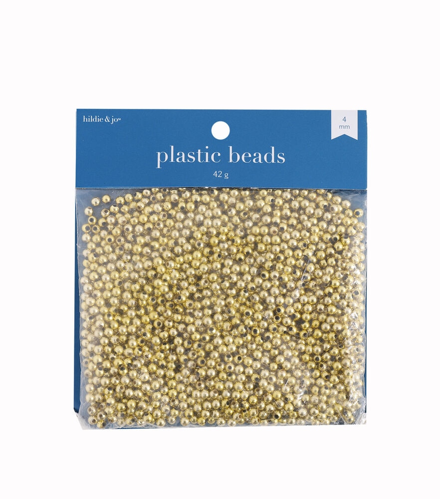 4mm Round Plastic Pearl Beads 1500pk by hildie & jo, Gold, swatch, image 2