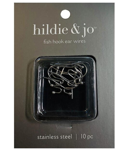 21mm Silver Stainless Steel Fish Hook Ear Wires 10pk by hildie & jo
