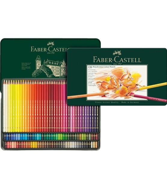 Faber-Castell Polychromos Artist Colored Pencil Set,Premium Quality  Polychromos Colored Pencil 120 Tin Gift Set Pencil Sharpener