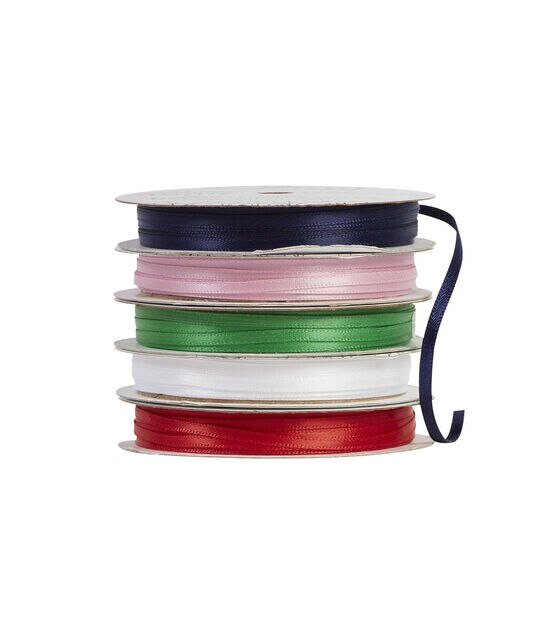 12 Meters - Double Sided Satin Ribbon - 1/4 inch , 1/2 inch , 1 inch Width
