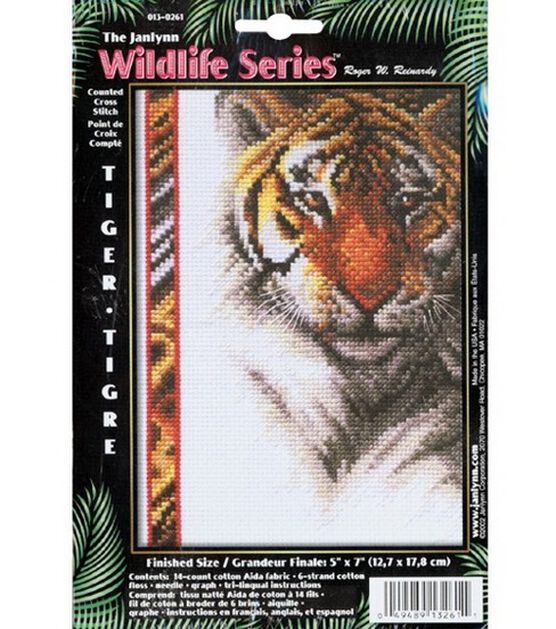 Janlynn 5" x 7" Tiger Counted Cross Stitch Kit