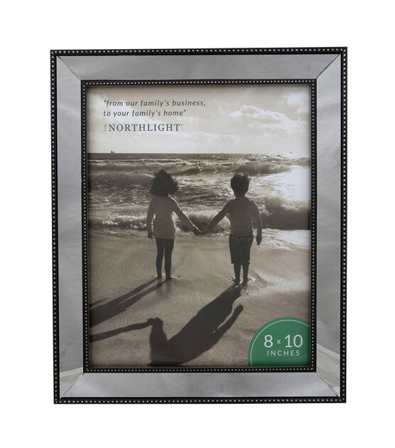 Northlight 8" x 10" Black & Silver Glass Mirror Picture Frame