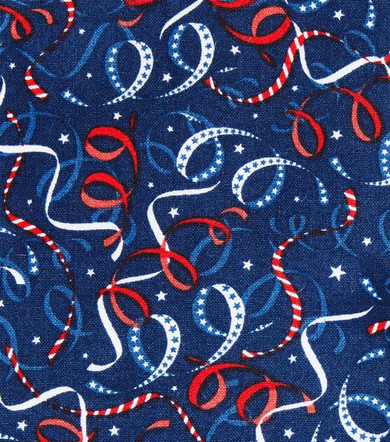 Patriotic Stars & Ribbons Cotton Fabric
