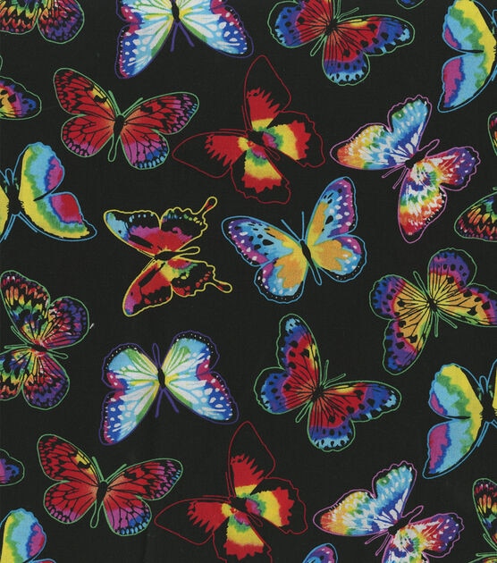 Hi Fashion Tie Dye Butterflies Novelty Cotton Fabric