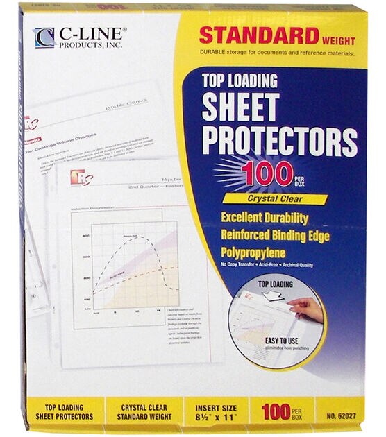 Top Loading Sheet Protectors 8.5"X11" 100 Pack Clear
