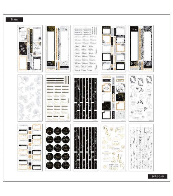 609pc Gold & Black 30 Sheet Happy Planner Sticker Pack, , hi-res, image 4