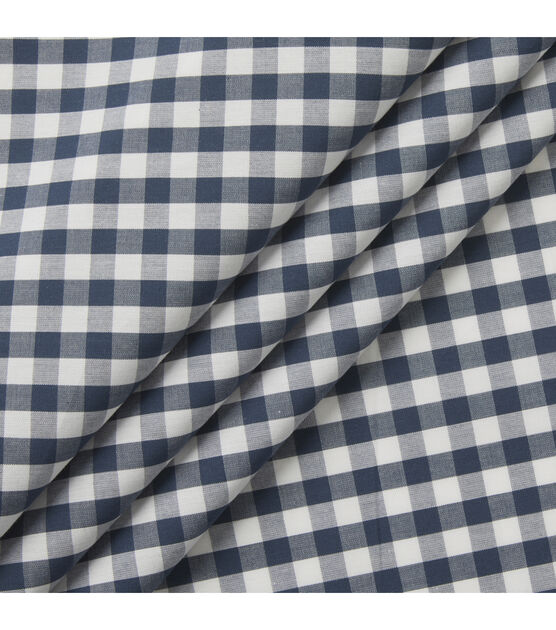 Navy Mini Gingham Shirting Fabric, , hi-res, image 2