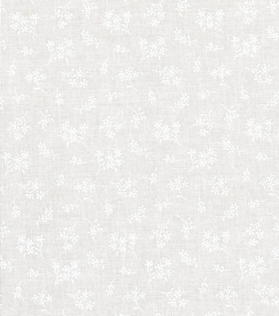 White Ditsy Floral Quilt Cotton Fabric by Quilter's Showcase, , hi-res, image 2