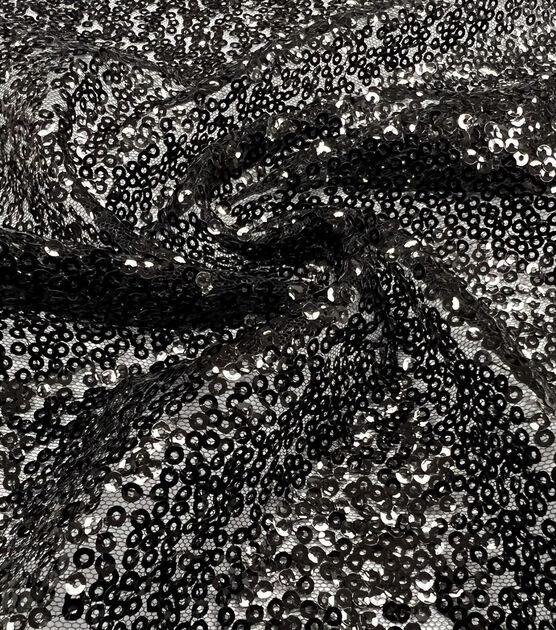 All Over Sequins Black Fabric
