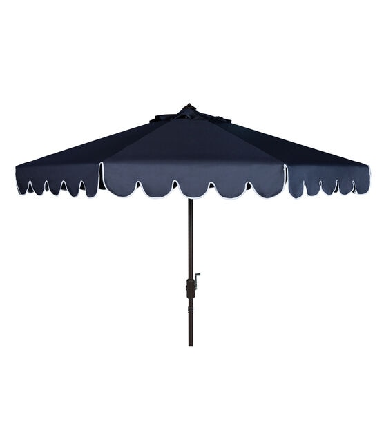 Safavieh 11' Navy & White Venice Crank Patio Umbrella