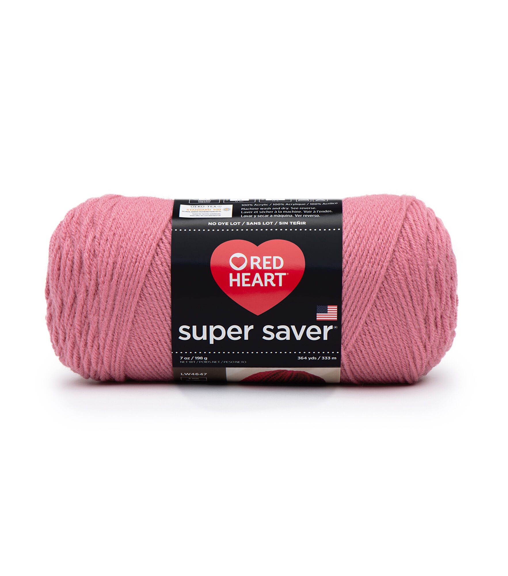 Red Heart Super Saver Worsted Acrylic Yarn, Light Raspberry, hi-res