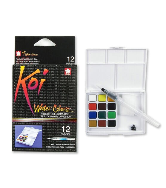 Sakura Koi Water Colors Pocket Field Sketch Box with Brush 12 Colors, , hi-res, image 2