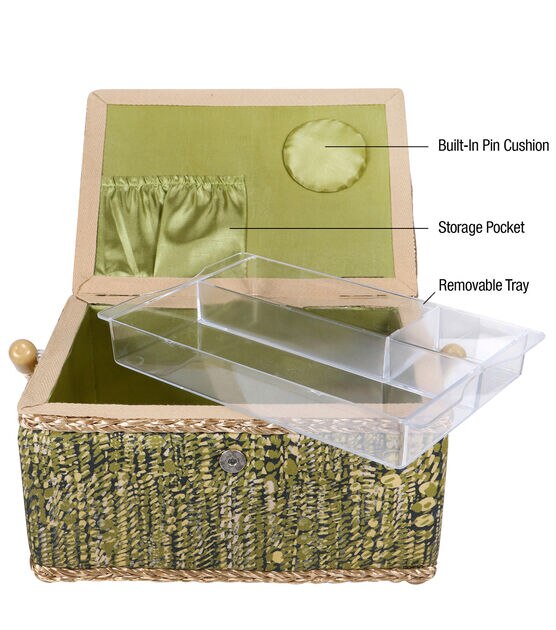 SINGER Small Vertical Texture Tribal Print Sewing Basket 9.33"x5", , hi-res, image 2