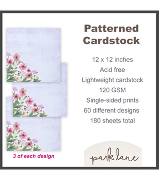 180 Sheet 12" x 12" Flower Garden Cardstock Paper Pack by Park Lane, , hi-res, image 3