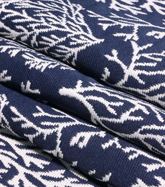 Coral Cove Navy Jacquard Outdoor Fabric, , hi-res, image 3