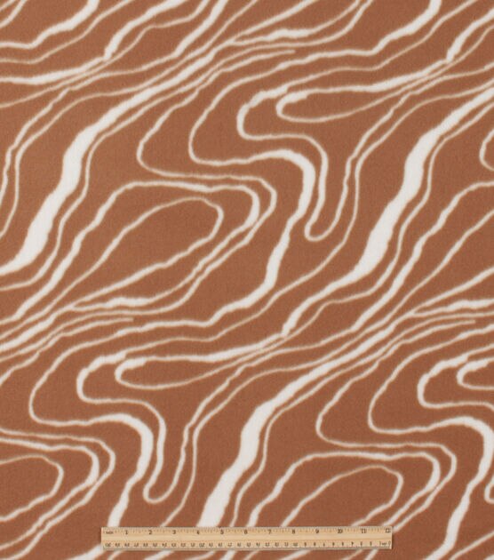 Brown Oil Slick Blizzard Prints Fleece Fabric, , hi-res, image 2