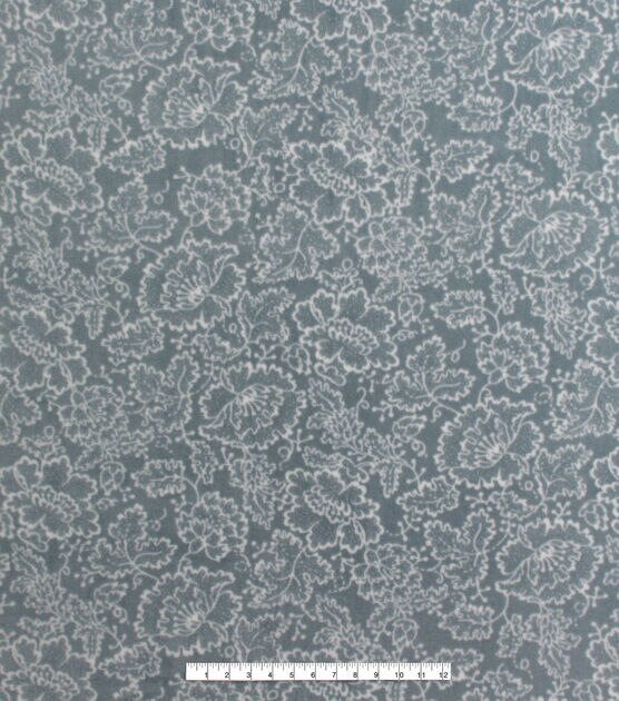 Intricate White Floral Anti Pill Fleece Fabric, , hi-res, image 2