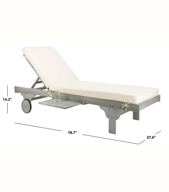 Safavieh 28" x 79" Biege Newport Outdoor Chaise Lounge With Side Table, , hi-res, image 4