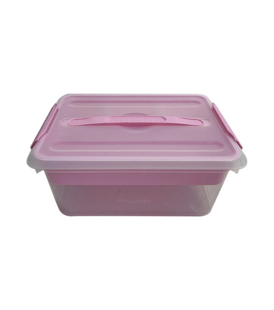 7 x 15 Pink Latching Storage Bin With Handle by Top Notch