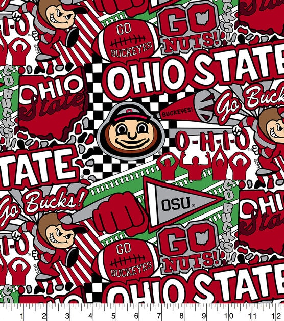 Ohio State University Buckeyes Cotton Fabric Pop Art