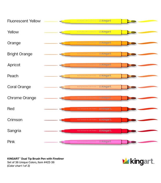 KINGART STUDIO Dual Tip Brush Pen Art Markers with Fineliner Set of 36, , hi-res, image 8