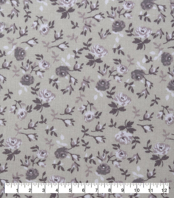Packed Floral on Gray Quilt Cotton Fabric by Keepsake Calico