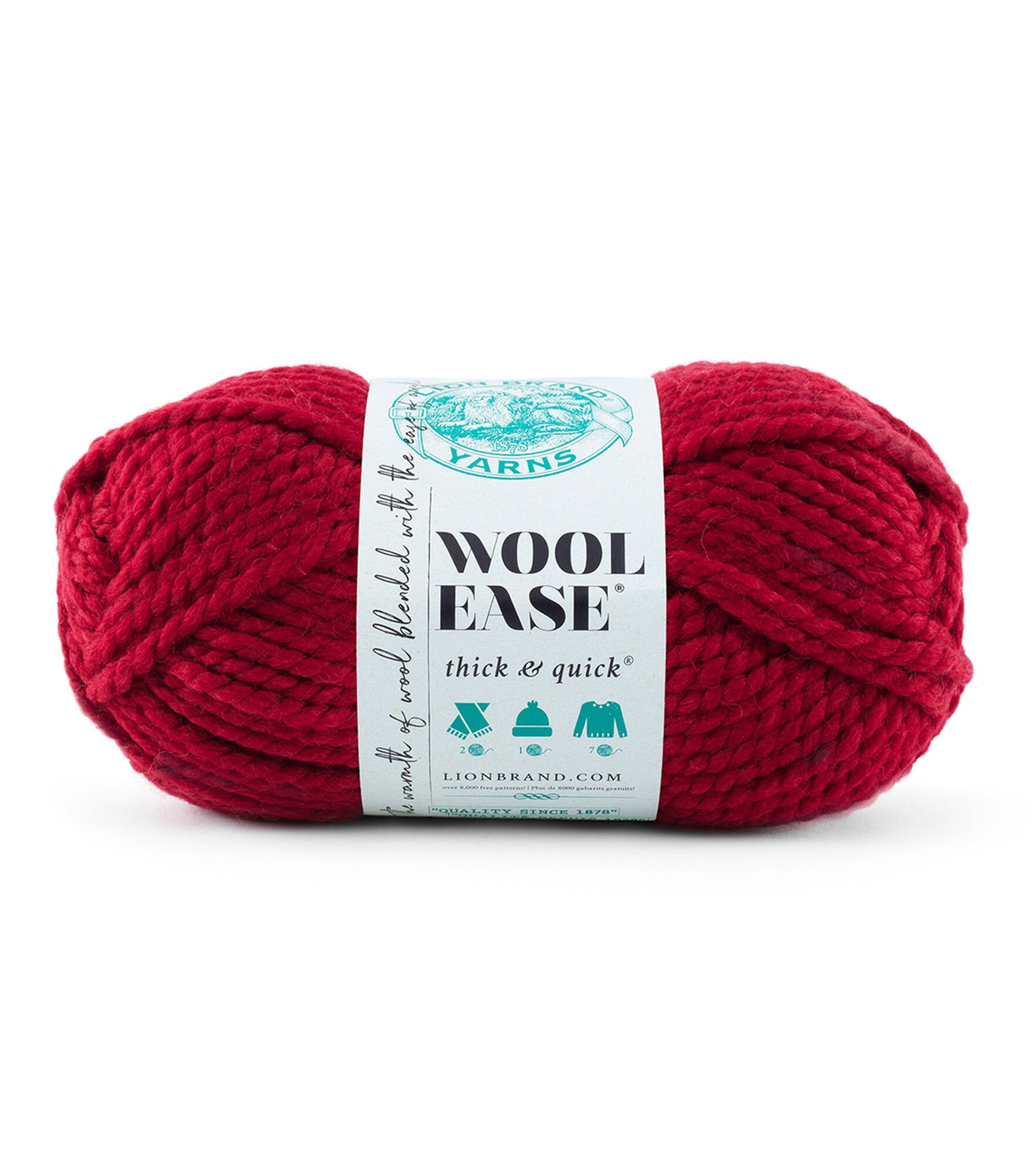 Lion Brand Wool Ease Thick & Quick Super Bulky Acrylic Blend Yarn, Cranberry, hi-res