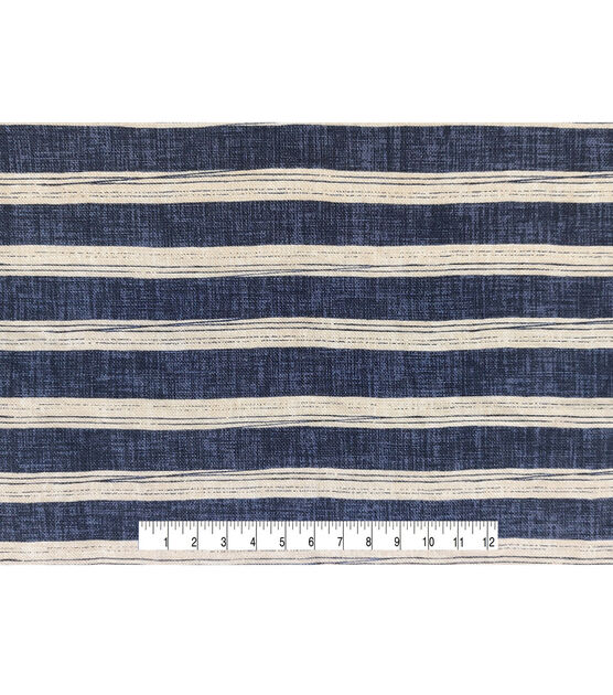 Stripe Navy Cotton Canvas Fabric, , hi-res, image 4