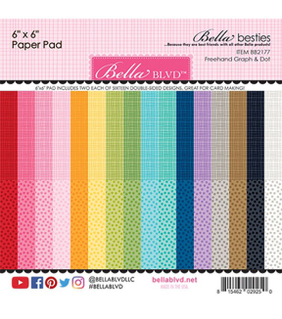 Bella Blvd 6in x 6in Double-sided Paper Pad - Rainbow Graph & Dots