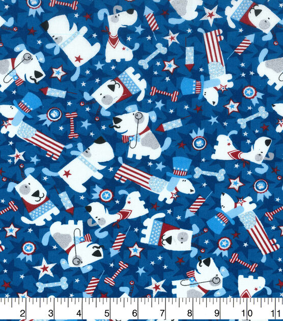 Patriotic Puppy Glitter Cotton Fabric, , hi-res, image 2