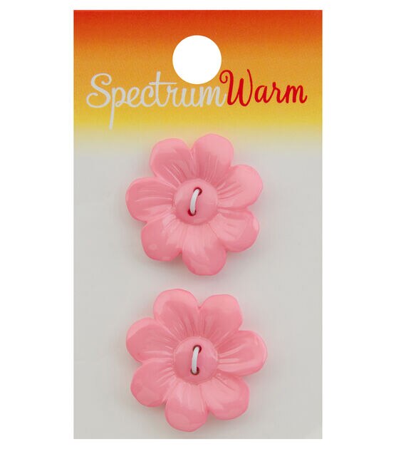 Spectrum Warm 1 1/8" Pink Shiny Daisy 2 Hole Buttons 2pk