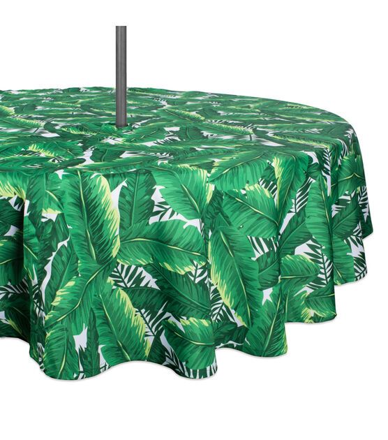 Design Imports Banana Leaf Outdoor Tablecloth with Zipper 84"