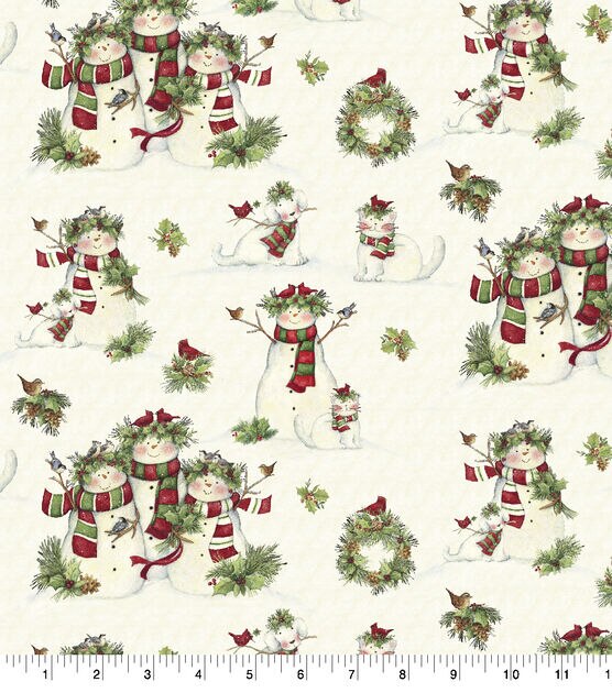 Springs Creative Snowmen & Pets Christmas Cotton Fabric