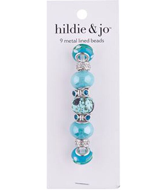 15mm Light Blue Metal Lined Glass Beads 9ct by hildie & jo