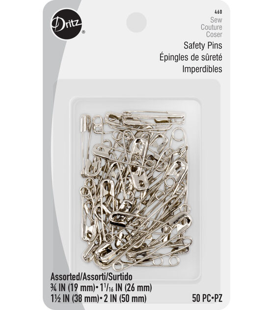 Dritz Safety Pins, Assorted Sizes, 50 pc