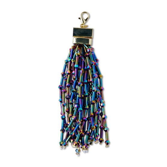Gold Tassel With Iridescent Beads by hildie & jo, , hi-res, image 2