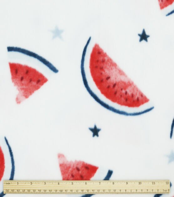Patriotic Watermelons on White Anti Pill Fleece Fabric, , hi-res, image 3