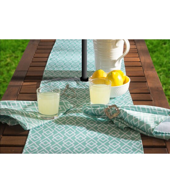 Design Imports Aqua Diamond Outdoor Table Runner with Zipper, , hi-res, image 4