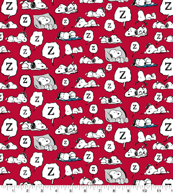 Peanuts Flannel Fabric Sleepy Snoopy