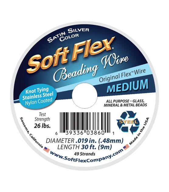 Soft Flex Wire 49 Strand .019"X30' Satin Silver