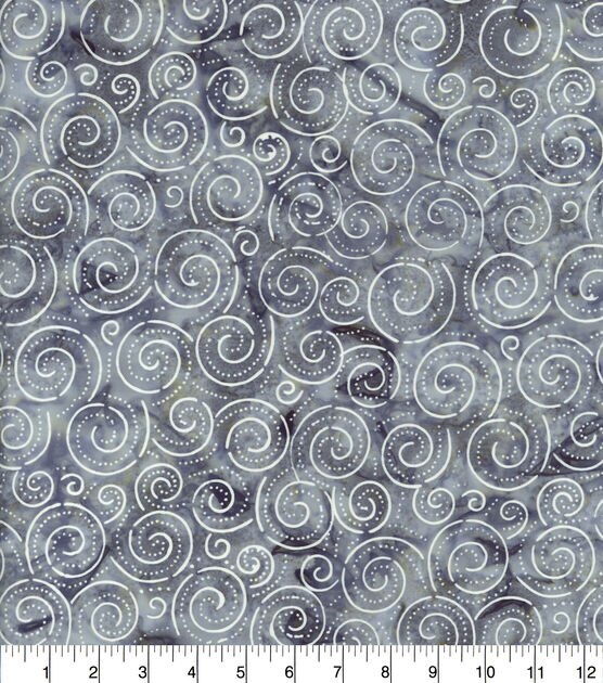 Swirl On Denim Blue Batik Cotton Fabric, , hi-res, image 2
