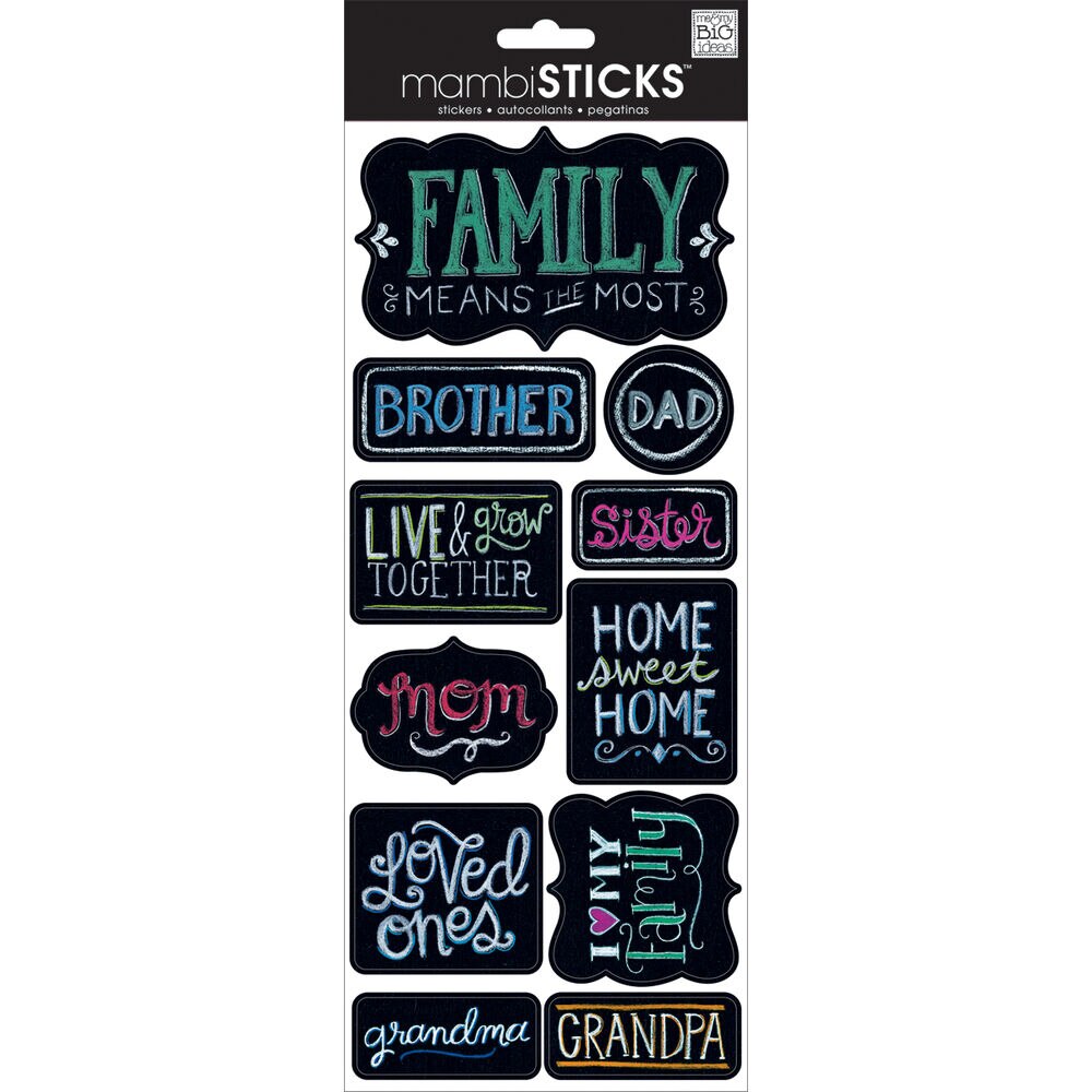Me & My Big Ideas Chalk Sayings Stickers Sheet Wedding & Family, Family, swatch