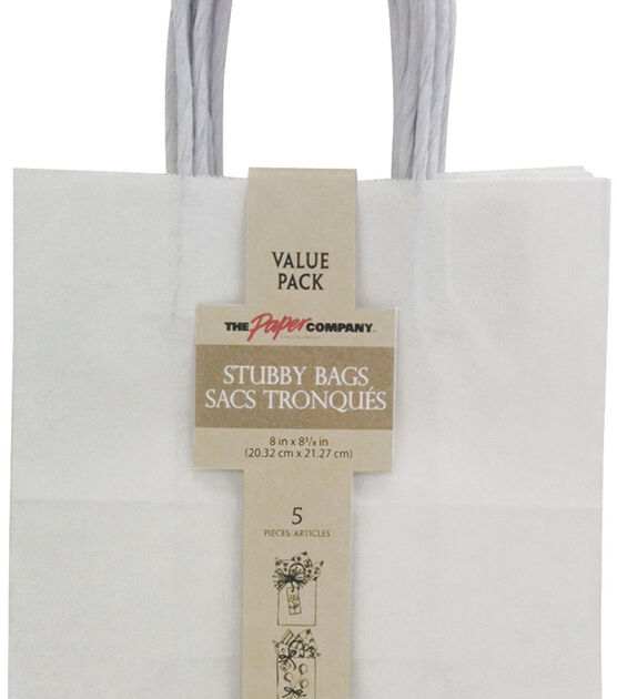 The Paper Company Stubby 5 pk Bags White