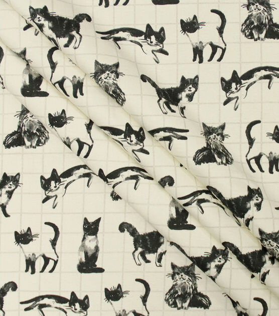 Cats on Grid Super Snuggle Flannel Fabric, , hi-res, image 2