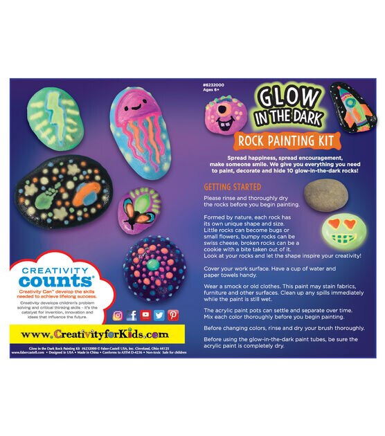 Rock Painting Craft Kit for Kids, Arts & Crafts for Kids Aged 6-12, DIY Art  Craft Supplies, 10 PCs Glow in The Dark Rocks for Painting, Painting