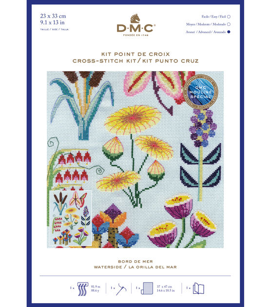 DMC 9" x 13" Emily Peacock Botanical Waterside Cross Stitch Kit